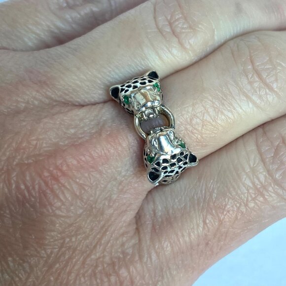 Sterling Silver 925 JED Joseph Demarco Emerald Panther Cheetah Band Ring Sz 7 - Picture 7 of 16